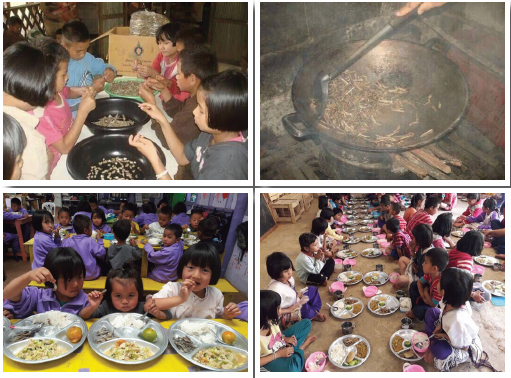 เด็กนักเรียนในศูนย์การเรียนฯ ในพื้นที่ อ.อมก๋อย จว.เชียงใหม่ รับประทานอาหารกลางวัน